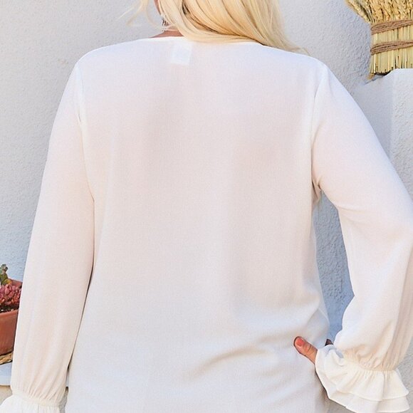 V Neck Tier Ruffle Sleeve Top - Picture 8 of 8